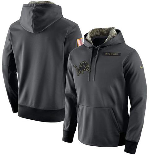 Men's Detroit Lions Nike Anthracite Salute to Service Player Performance Hoodie